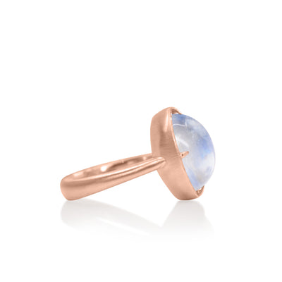 Rose Gold Oval Moonstone Prong Set Ring