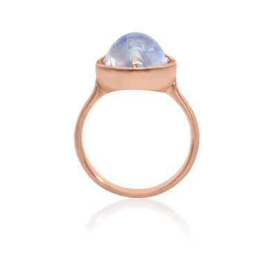 Rose Gold Oval Moonstone Prong Set Ring