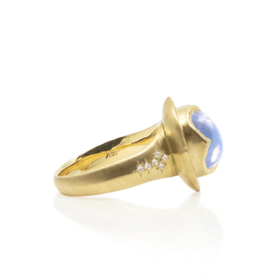 Scallop Prong Moonstone Ring