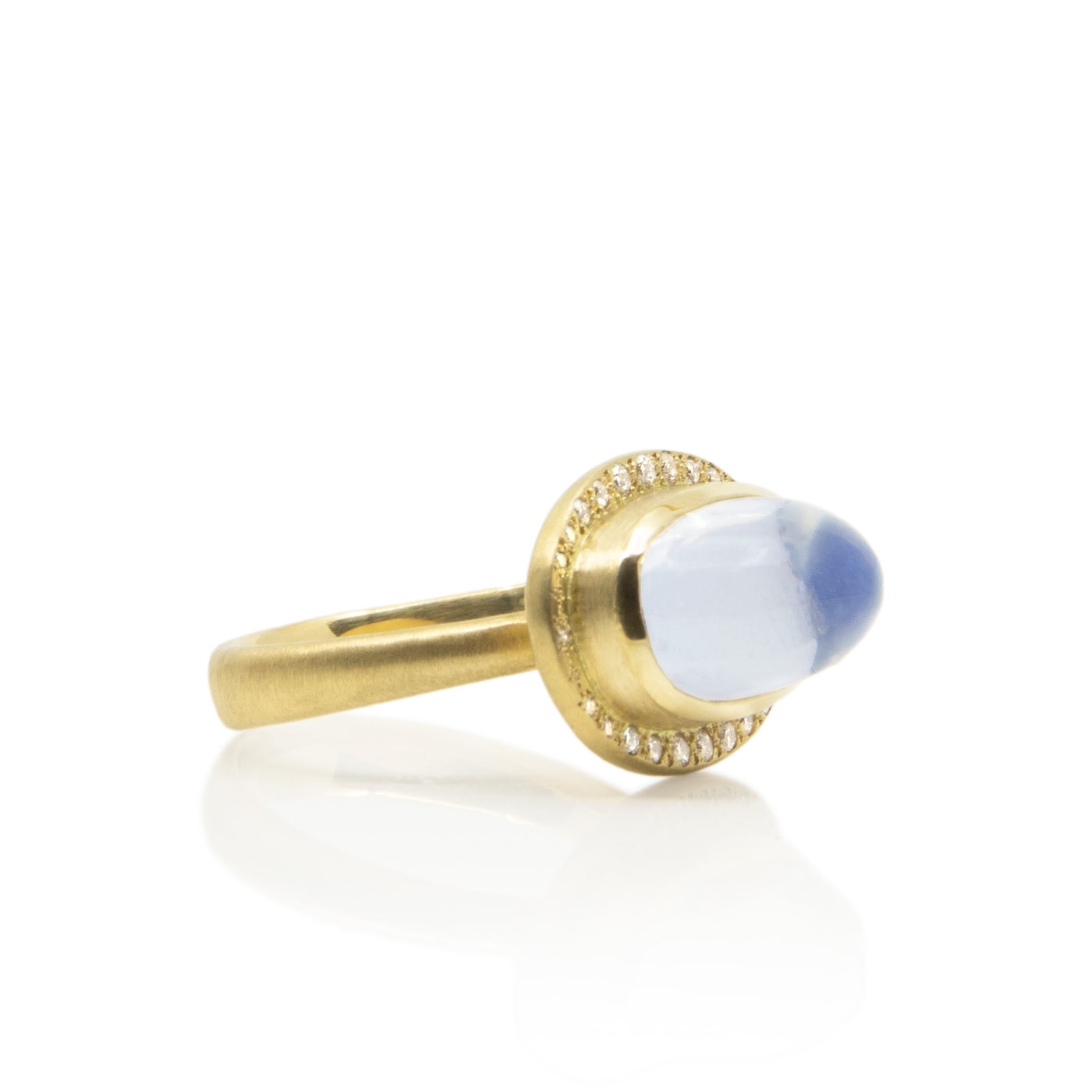 Oval Moonstone with Diamond Halo