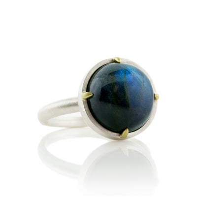 Round Prong Labradorite Ring
