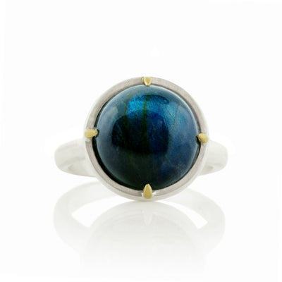 Round Prong Labradorite Ring