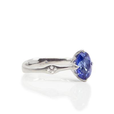 Large Sapphire Oval Rosebud Ring