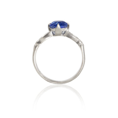 Platinum Oval & Round Rosebud Ring