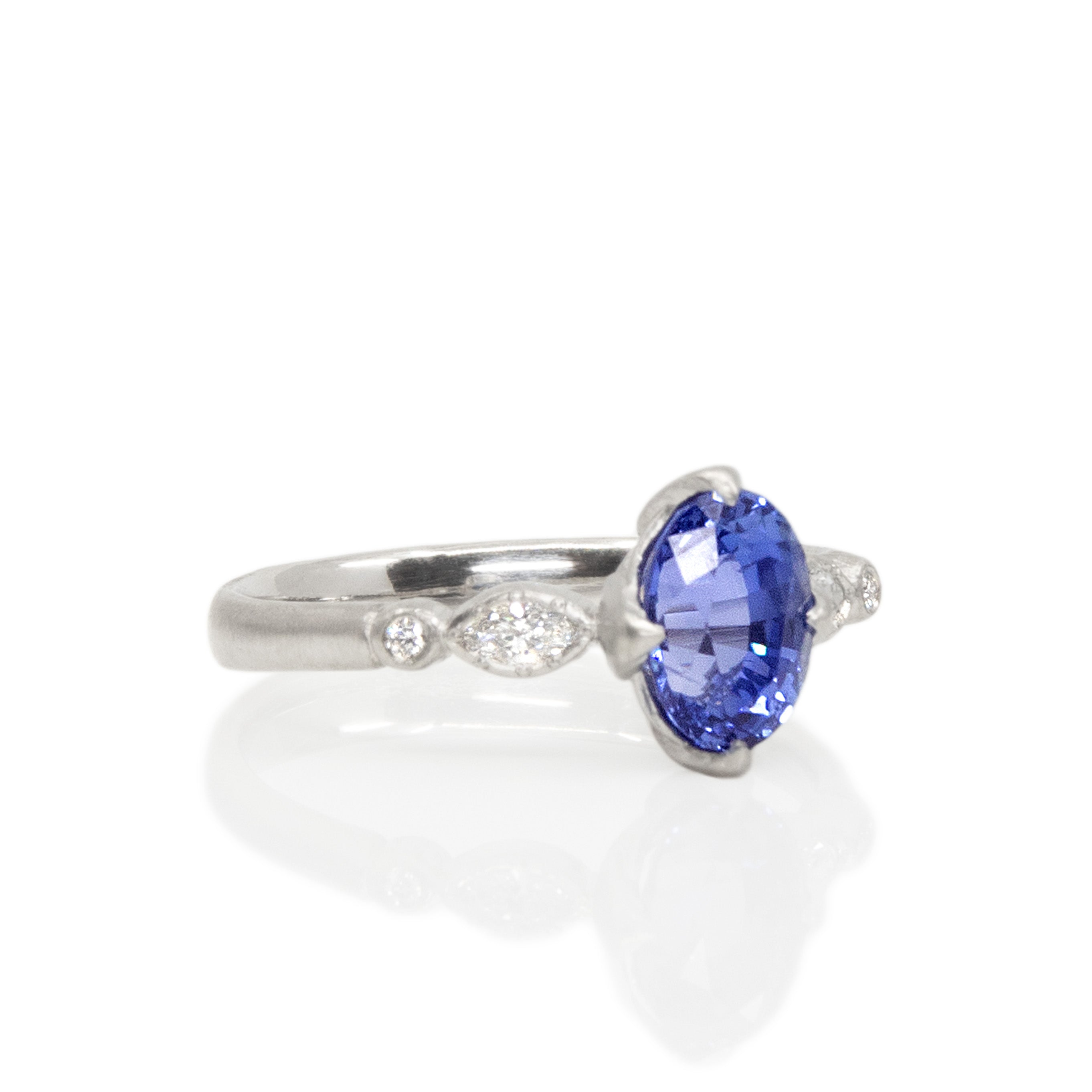 Blue Sapphire Oval & Round Rosebud