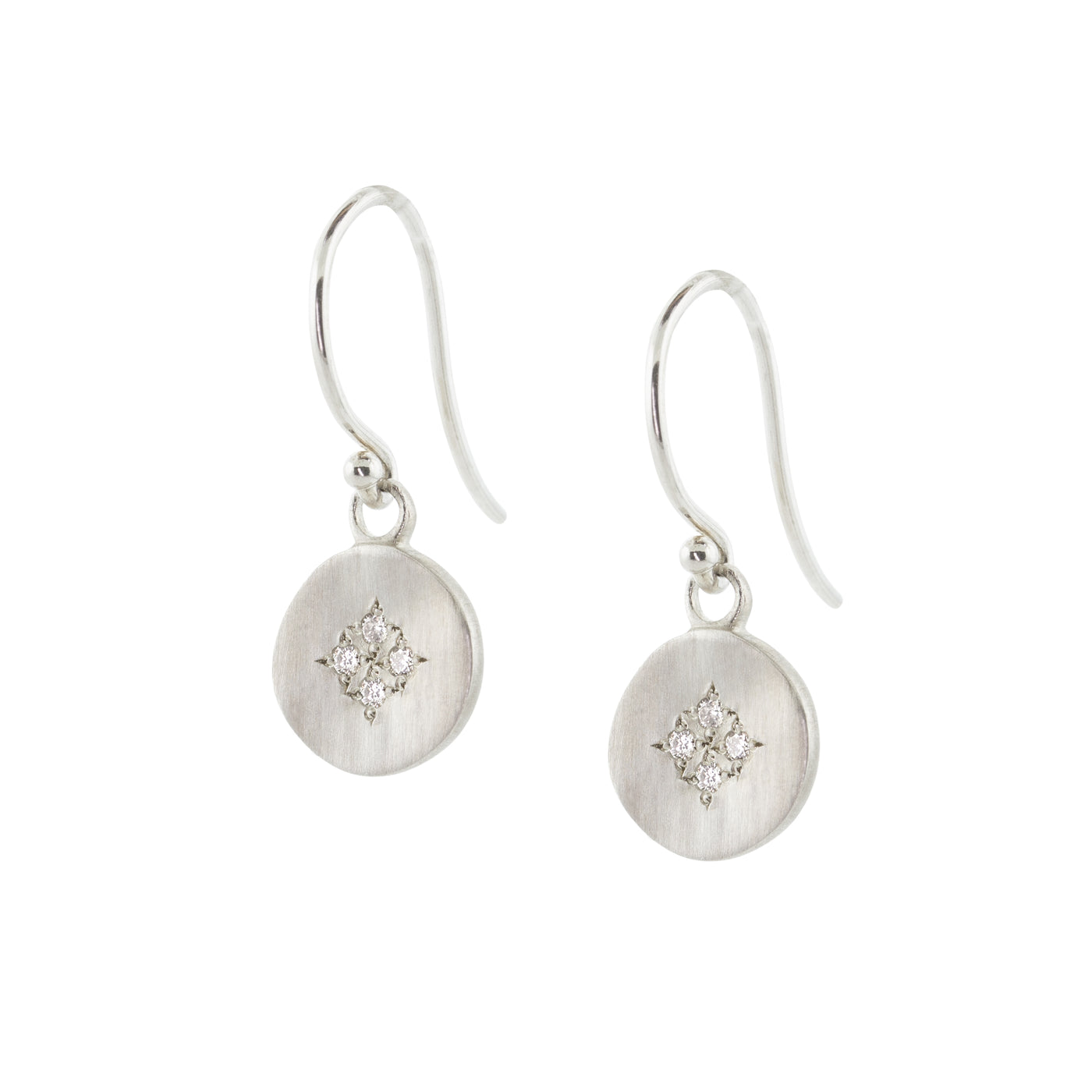 SILVER FOUR STAR WAVE CHARM EARRINGS
