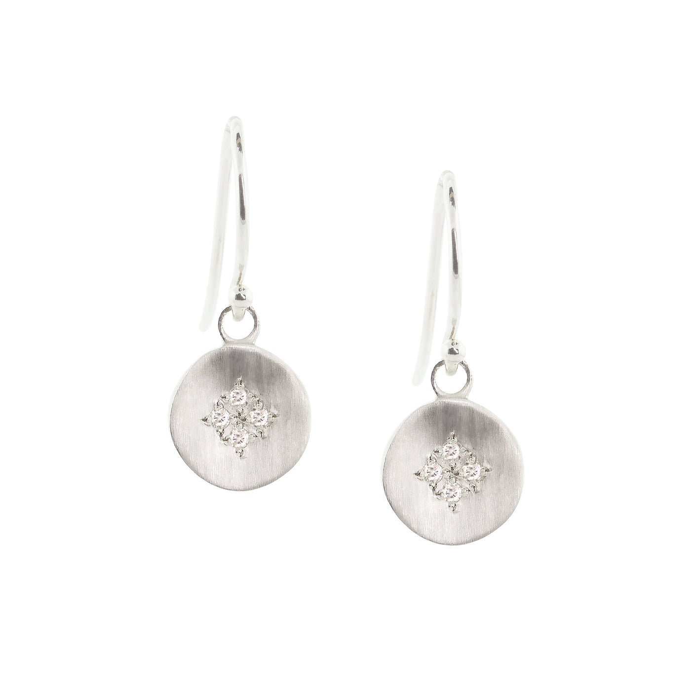 Silver Four Star Wave Charm Earrings