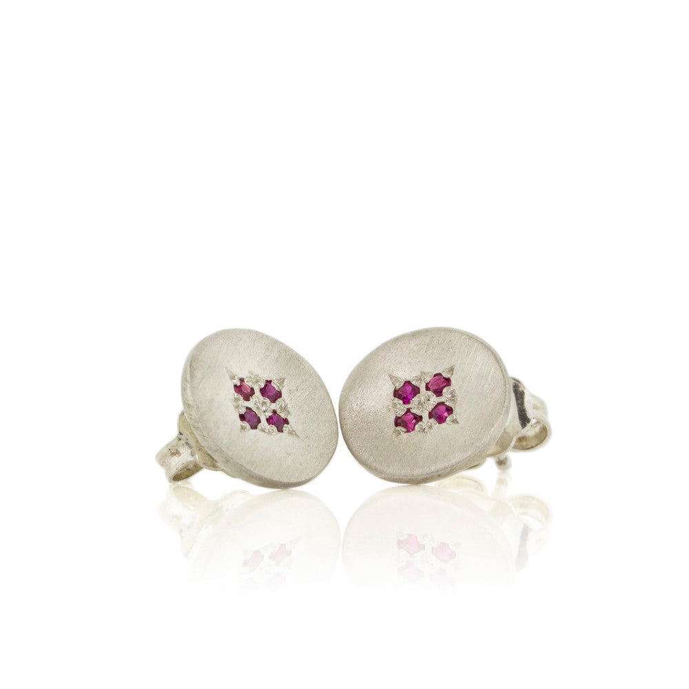 Silver Four Star Wave Charm Studs