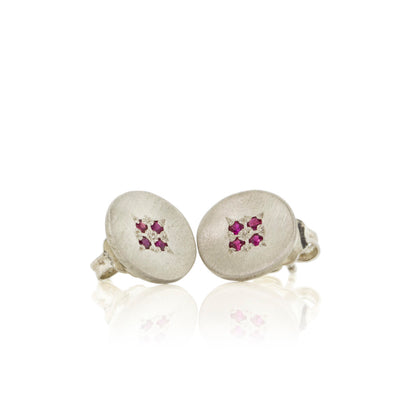 Silver Four Star Wave Charm Studs