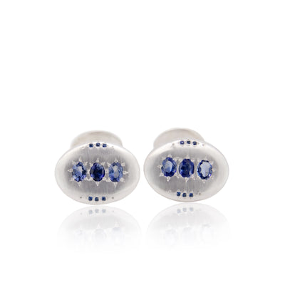 Oval Triple Sapphire Cufflink